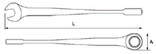 Schemat klucza płasko oczkowego SATA XL X-BEAM z grzechotką