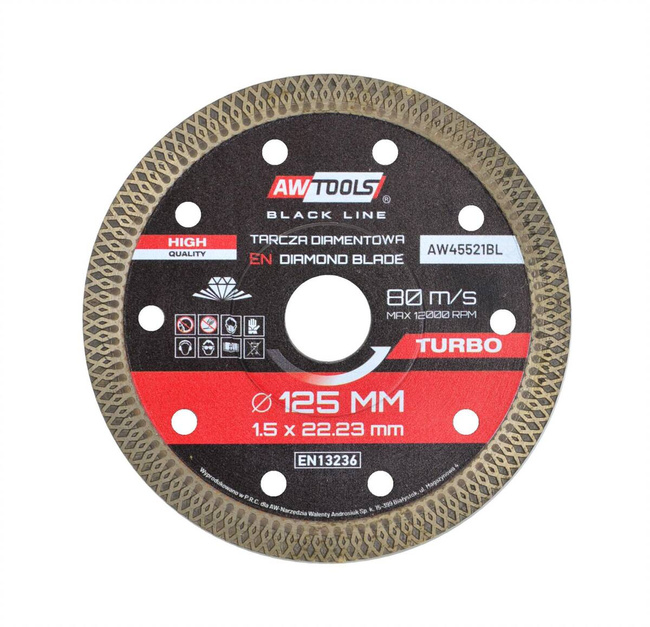 AWTOOLS TARCZA DIAMENTOWA 125x22,2 / TURBO CIENKA BLACK LINE