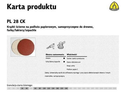 KLINGSPOR KRĄŻEK ŚCIERNY SAMOPRZYCZEPNY 125mm  PL28CK gr.240 /50szt.