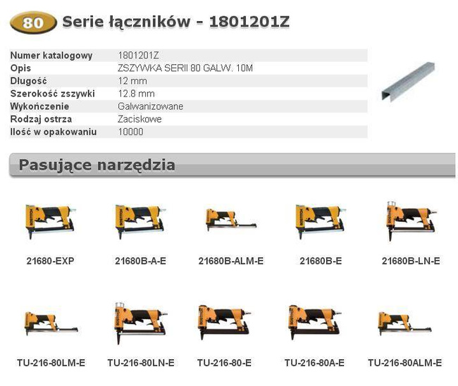 BOSTITCH ZSZYWKI 80 12mm  10 000 szt.