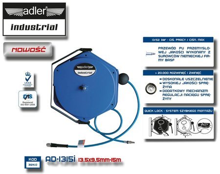 ADLER PRZEWÓD / WĄŻ PNEUMATYCZNY PU 13,5x9,5mmx1 ZWIJAK