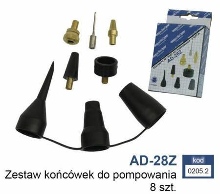 ADLER ZESTAW KOŃCÓWEK DO POMPOWANIA 8szt. AD-28Z