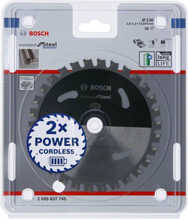 BOSCH PIŁA STANDARD.STAL 136x15,875x30z ACCU