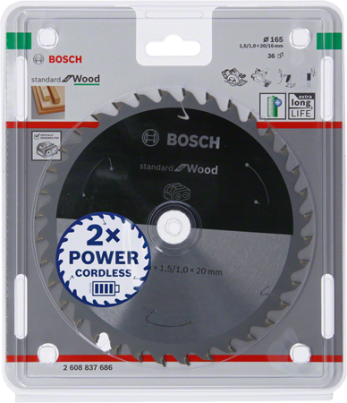 BOSCH PIŁA STANDARD WOOD ACCU 165x20x36z