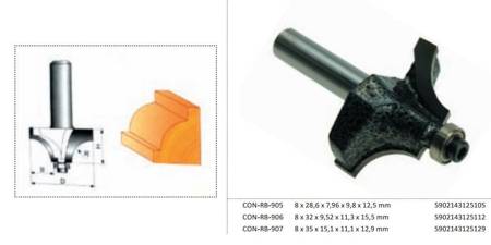 CONDOR FREZ DO DREWNA, DO ZAOKRĄGLEŃ Fi=32 15,5 x 11,3 x 9,52mm TRZPIEŃ 8mm Z ŁOŻYSKIEM