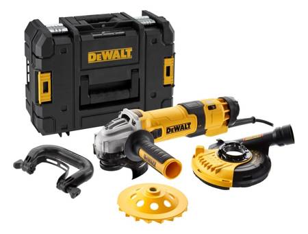 DEWALT SZLIFIERKA KĄTOWA 1500W 125mm WALIZKA TASTAK + OSŁONA DWE46150 + TARCZA DIAMENTOWA DWE4257KT