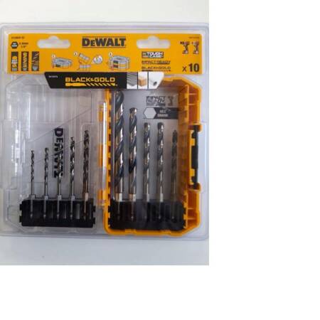 DEWALT WIERTŁO METAL HEX KPL.10szt. 3-10mm BLACK & GOLD