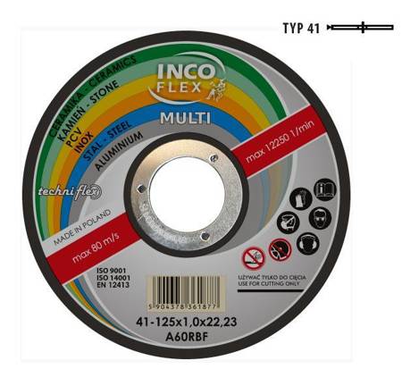 INCOFLEX  TARCZA UNIWERSALNA METAL / PCV / BETON 125 x 1,6mm MULTI