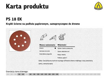 KLINGSPOR KRĄŻEK ŚCIERNY SAMOPRZYCZEPNY 125mm  PS18EK gr.100 GLS5 8-OTWORÓW/50szt.