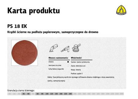 KLINGSPOR KRĄŻEK ŚCIERNY SAMOPRZYCZEPNY 125mm  PS18EK gr.240 /50szt.