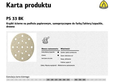 KLINGSPOR KRĄŻEK ŚCIERNY SAMOPRZYCZEPNY 150mm  PS33BK gr.150 GLS51 /100szt.