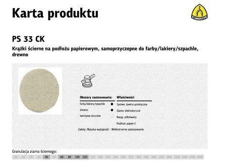 KLINGSPOR KRĄŻEK ŚCIERNY SAMOPRZYCZEPNY 225mm  PS33CK gr. 60 /50szt.