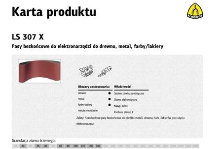 KLINGSPOR PASY BEZKOŃCOWE DO ELEKTRONARZĘDZI LS307X  100mm x 610mm gr. 80 /10szt.