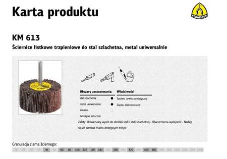 KLINGSPOR ŚCIERNICA LISTKOWA TRZPIENIOWA KM613  40mm x 30mm x 6mm gr.120