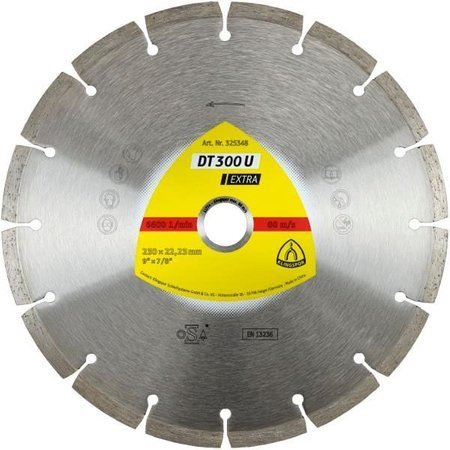 KLINGSPOR TARCZA DIAMENTOWA SEGMENTOWA 230mm x 2,3mm x 22,2mm DT300U, BETON