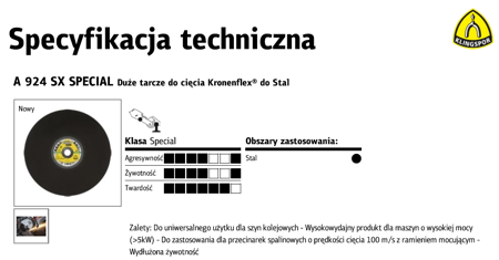 KLINGSPOR TARCZA DO CIĘCIA METALU 356*4,0*25,4 A924SX  Special DO SZYN KOLEJOWYCH