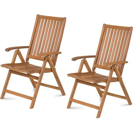 Komplet dwóch regulowanych składanych krzeseł ogrodowych z drewna