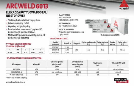 LINCOLN ELEKTRODA ARCWELD 6013 FI 3,2/4,5kg