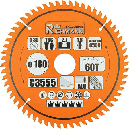 PIŁA TARCZOWA WIDIOWA DO LAMINATÓW/ALU./DREWNA 140x20 MM 40 ZĘBÓW RICHMANN EXCLUSIVE C3550