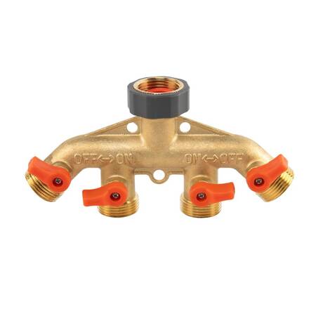 ROZDZIELACZ 4-DROŻNY GW 3/4"x GZ 3/4" MOSIĄDZ  Z ZAWORAMI BRASS SOFT