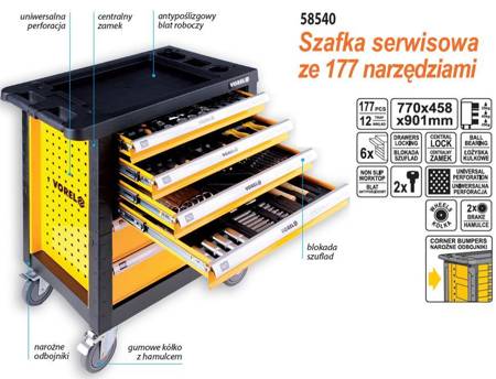 VOREL SZAFKA WARSZTATOWA 6-SZULFAD + 177szt. NARZĘDZI   58540