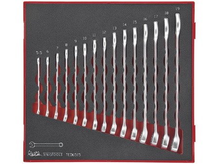 Zestaw 15 szt. kluczy płasko - oczkowych TengTools TED6515