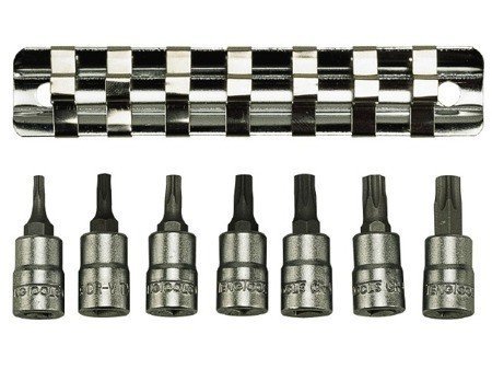 Zestaw 7 nasadek z końcówką bit TORX na nasadce 1/4" TENGTOOLS M1408TX (117090209)