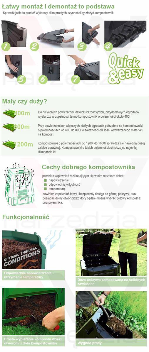 PROSPERPLAST KOMPOSTOWNIK 380L CZARNY 82 X 72 X 72cm IKST380C-S411| DOM ...