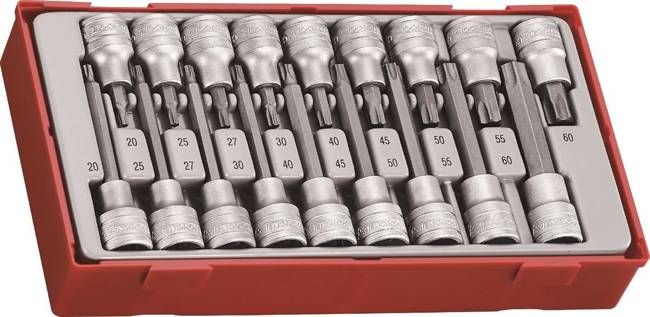 18-elementowy zestaw nasadek trzpieniowych typu TX z chwytem kwadratowym 1/2" Teng Tools TTTX18 231890104