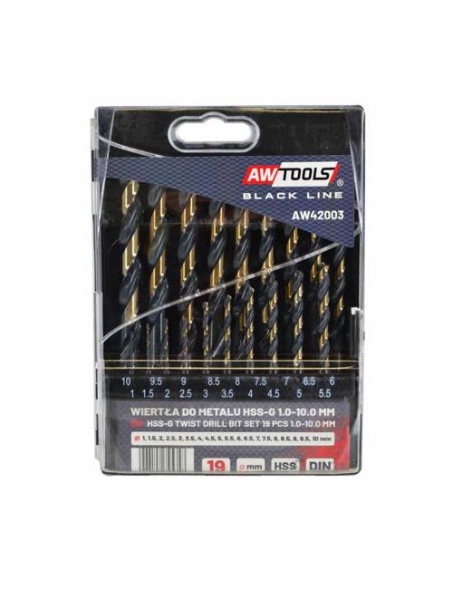 AWTOOLS WIERTŁO METAL HSS M2 KPL.19szt. /1,0-10,0mm/ PREMIUM