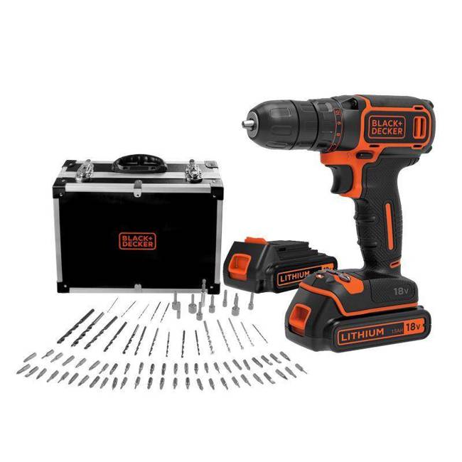 BLACK+DECKER WIERTARKO-WKRĘTARKA 18V+ ZESTAW NARZĘDZI + WALIZKA