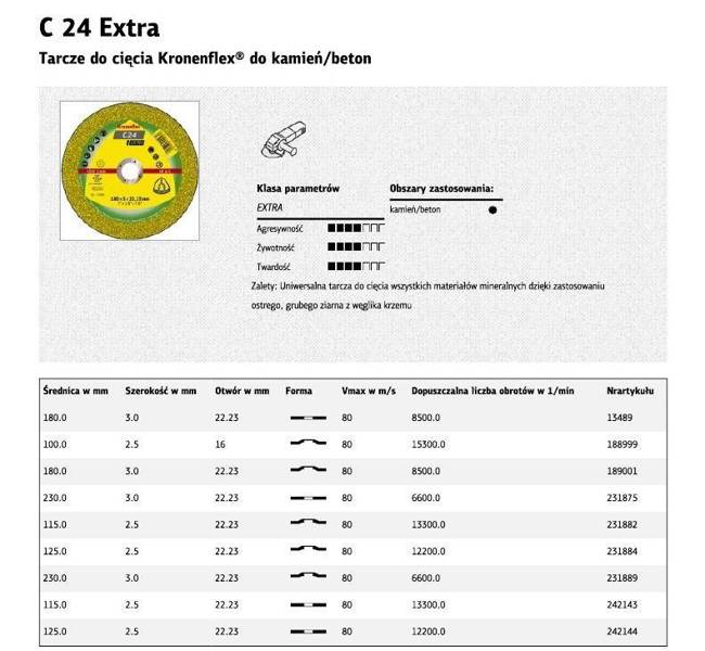 K.TARCZA KAM. 230*3,0  C24 Extra