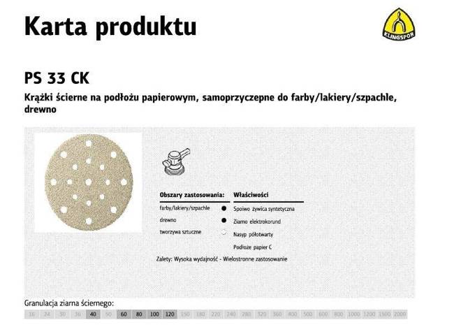 KLINGSPOR KRĄŻEK ŚCIERNY SAMOPRZYCZEPNY 150mm  PS33CK gr.100 GLS51 /100szt.