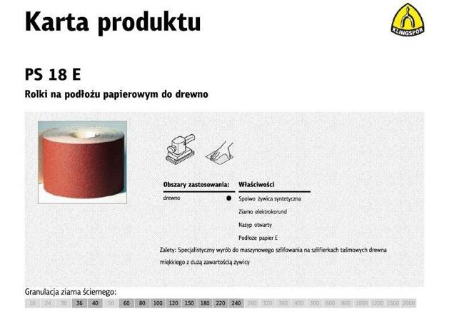 KLINGSPOR ROLKA NA PODŁOŻU PAPIEROWYM PS18E 150mm gr.180  (50mb)