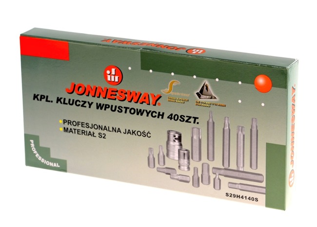 Komplet 40 końcówek wpustowch bit: hex, torx, xzn Jonnesway