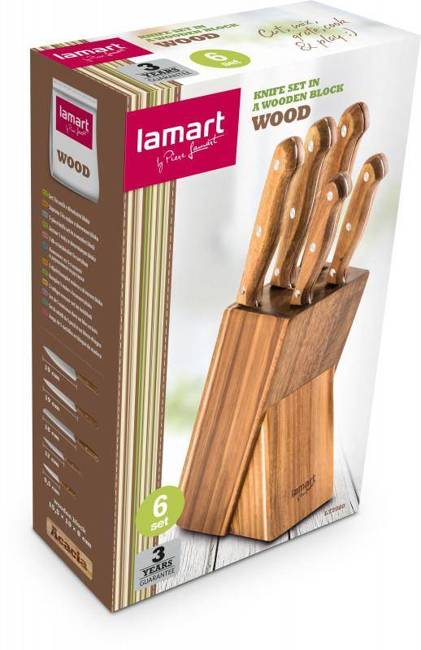 LT2080 ZESTAW 5 NOŻY W BLOKU WOOD LAMART