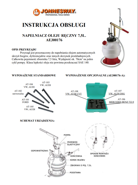 Napełniacz oleju 7.5L