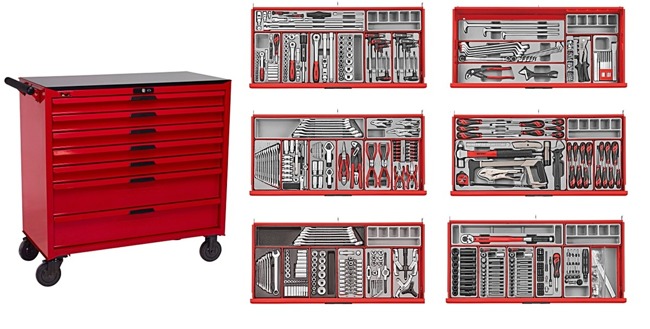 Wózek narzędziowy TengTools 7 szuflad 622 narzędzia TCMM622N