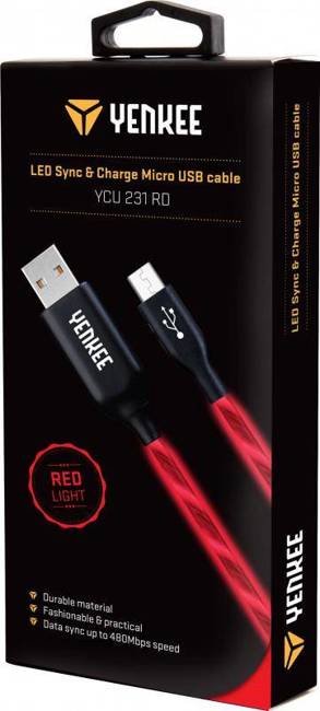 YCU 231 RD LED Micro USB cable YENKEE