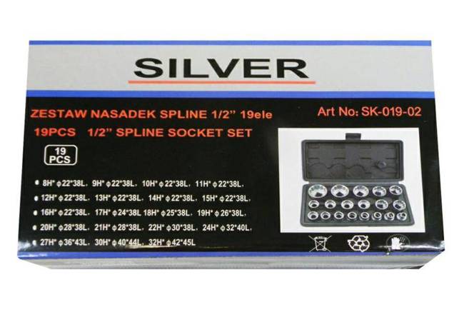 ZESTAW NASADEK SPLINE 19el./SILVER