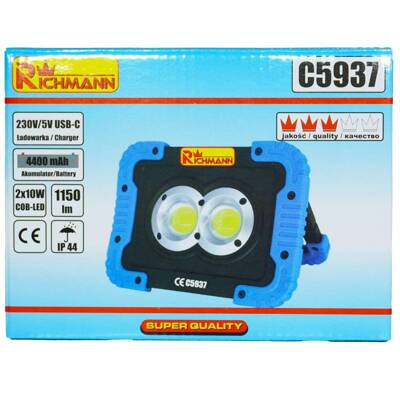 LAMPA HALOGENOWA AKU. 2x10W LED, 1150 LM RICHMANN C5937