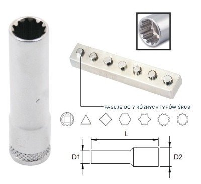 Nasadka długa SUPER TECH 1/4" Jonnesway 