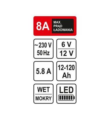 STHOR PROSTOWNIK 6/12V 8A 120Ah LED