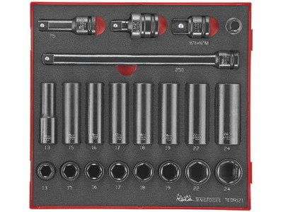 Zestaw kluczy nasadowych udarowych 1/2" 21 szt. TENGTOOLS TED9121