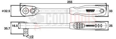 Zestaw pokrętła zapadkowego z chwytem 1/2" TENGTOOLS TT1205 (03570108)